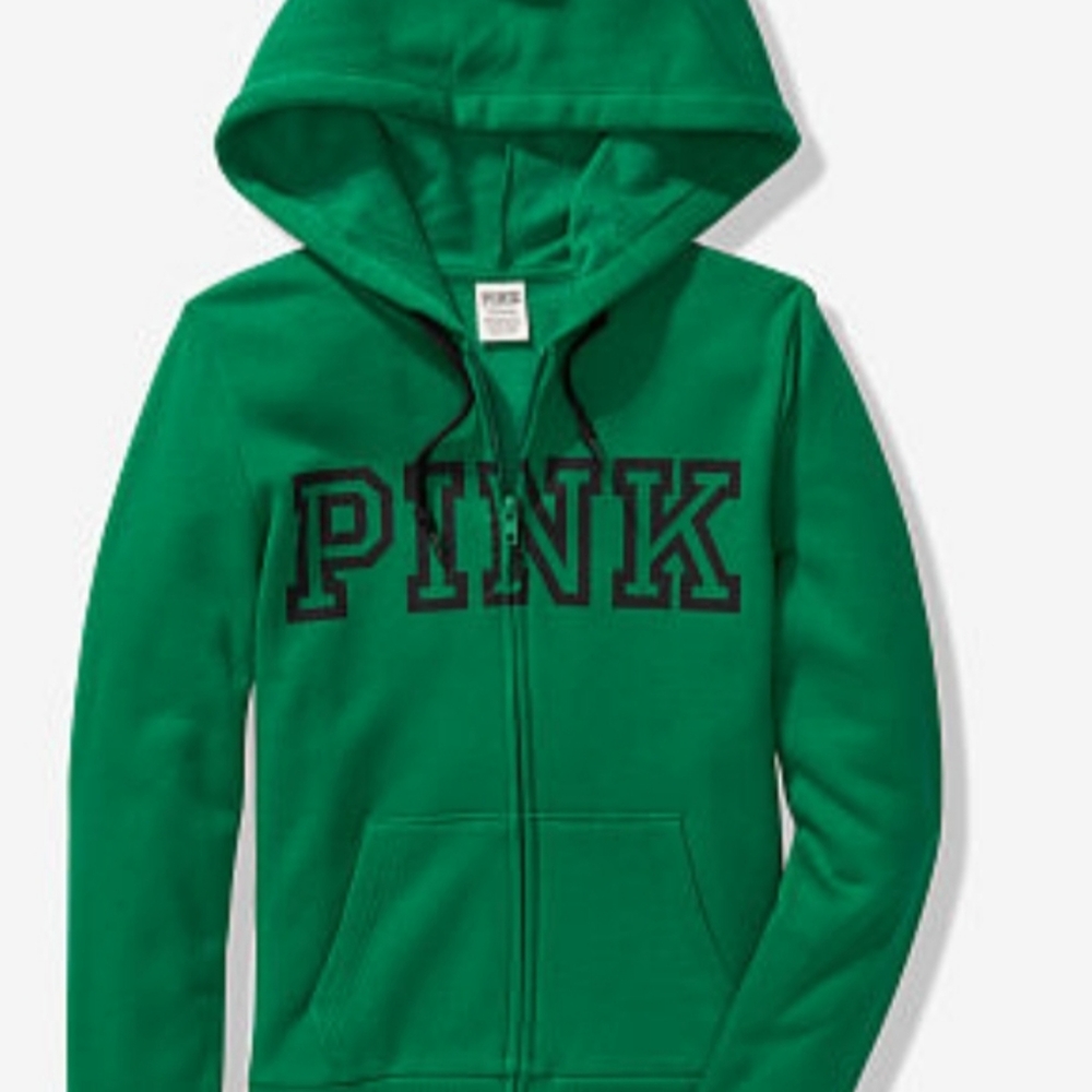 PINK Victoria's Secret Kelly green zip-up Hoodie